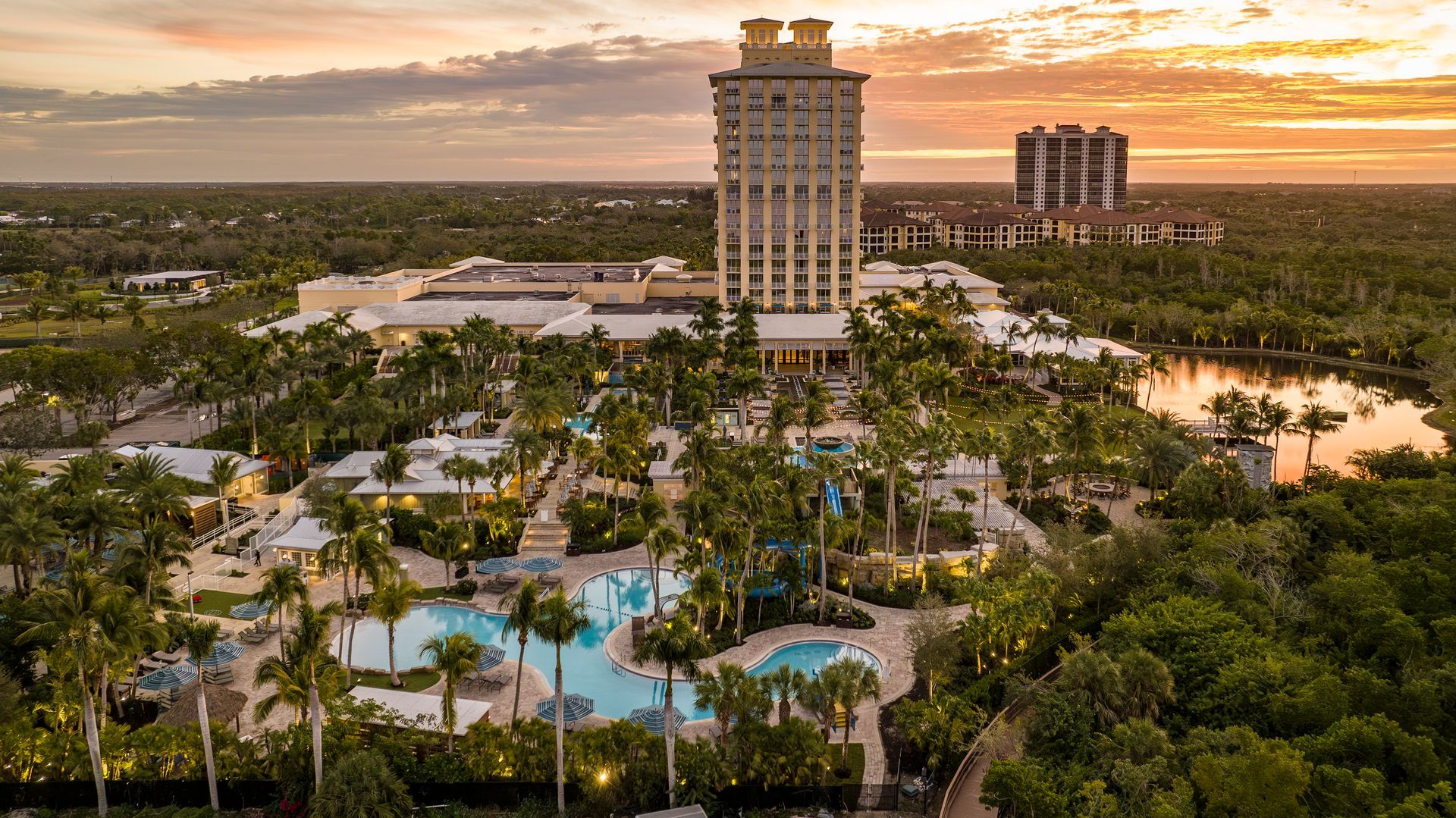 Drone shot of Hyatt Regency Coconut Point Resort & Spa