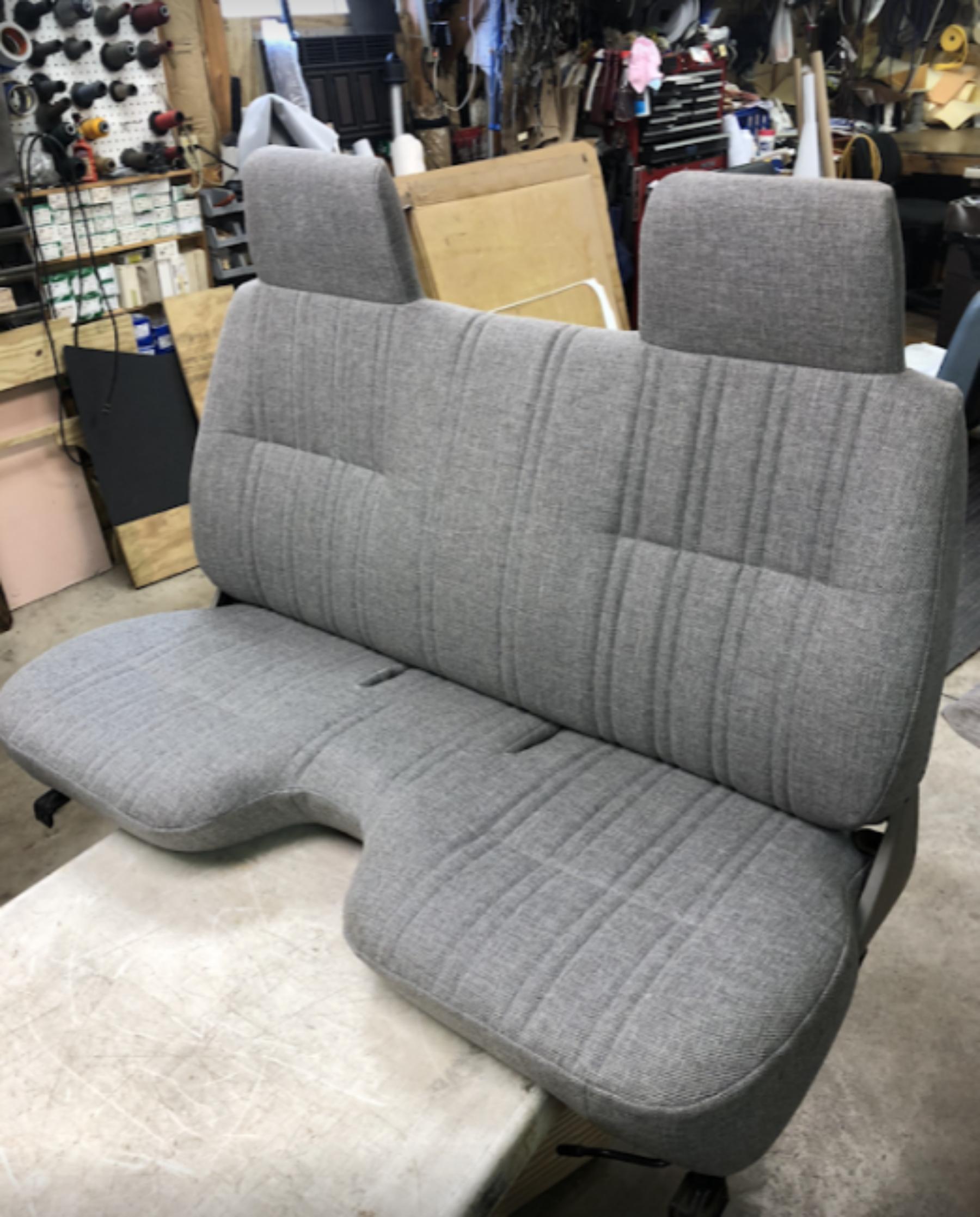 Gray upholstered seat