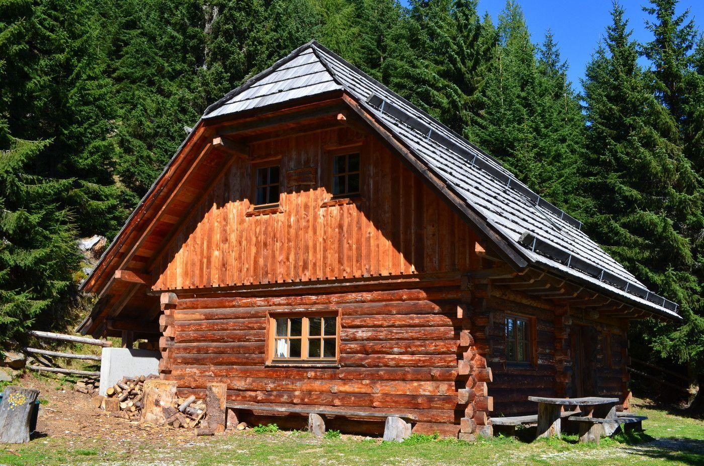 Illustration einer Hütte im Wald