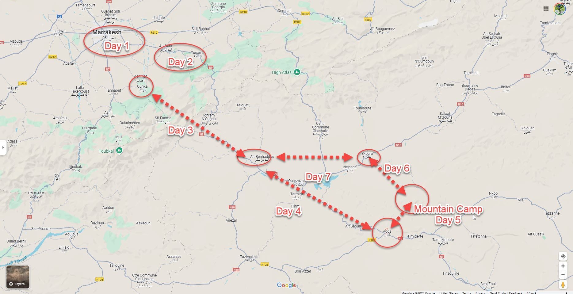 A map of a country with red circles on it