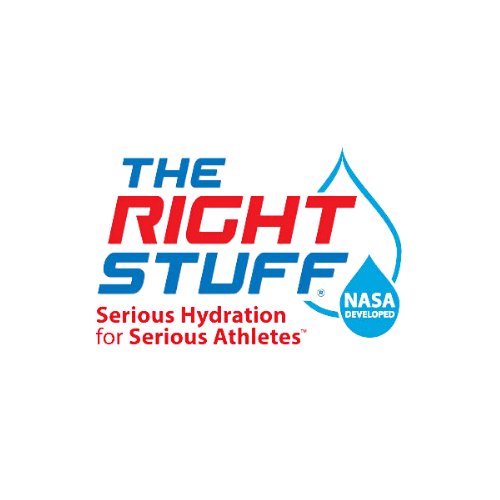 A logo for the right stuff serious hydration for serious athletes