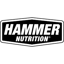 The logo for hammer nutrition is black and white.