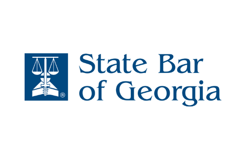 The state bar of georgia logo has a scale of justice on it.