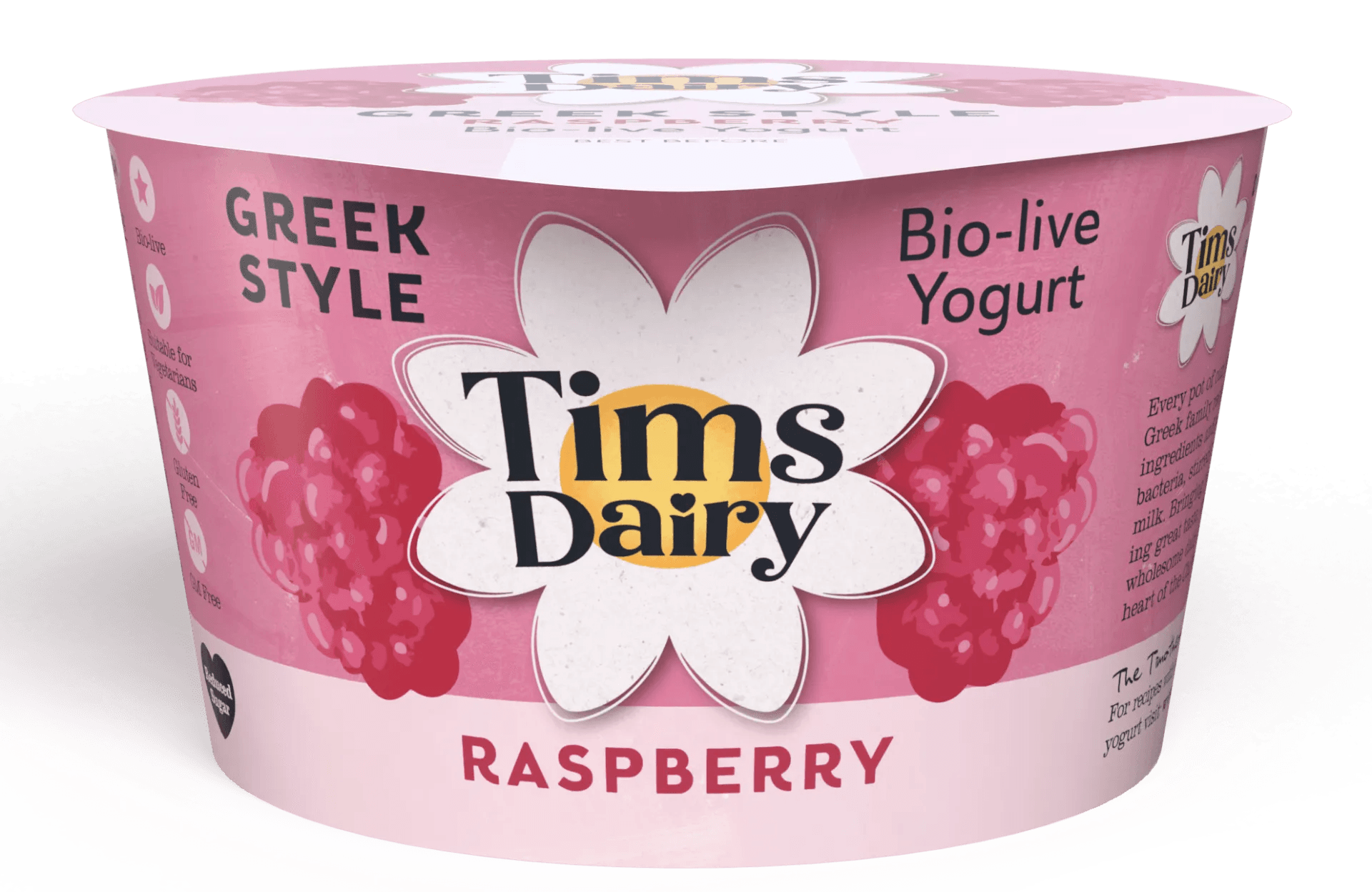 Tims Dairy New Look Greek Raspberry Yogurt