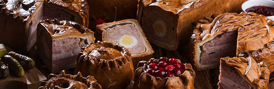 A range of sweet and savoury, meat and fruit pies