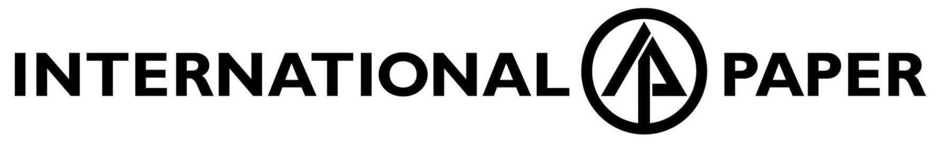 A black and white logo for international paper