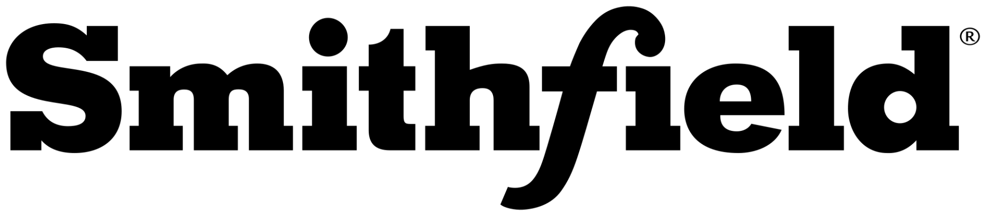 A black and white logo for smithfield on a white background