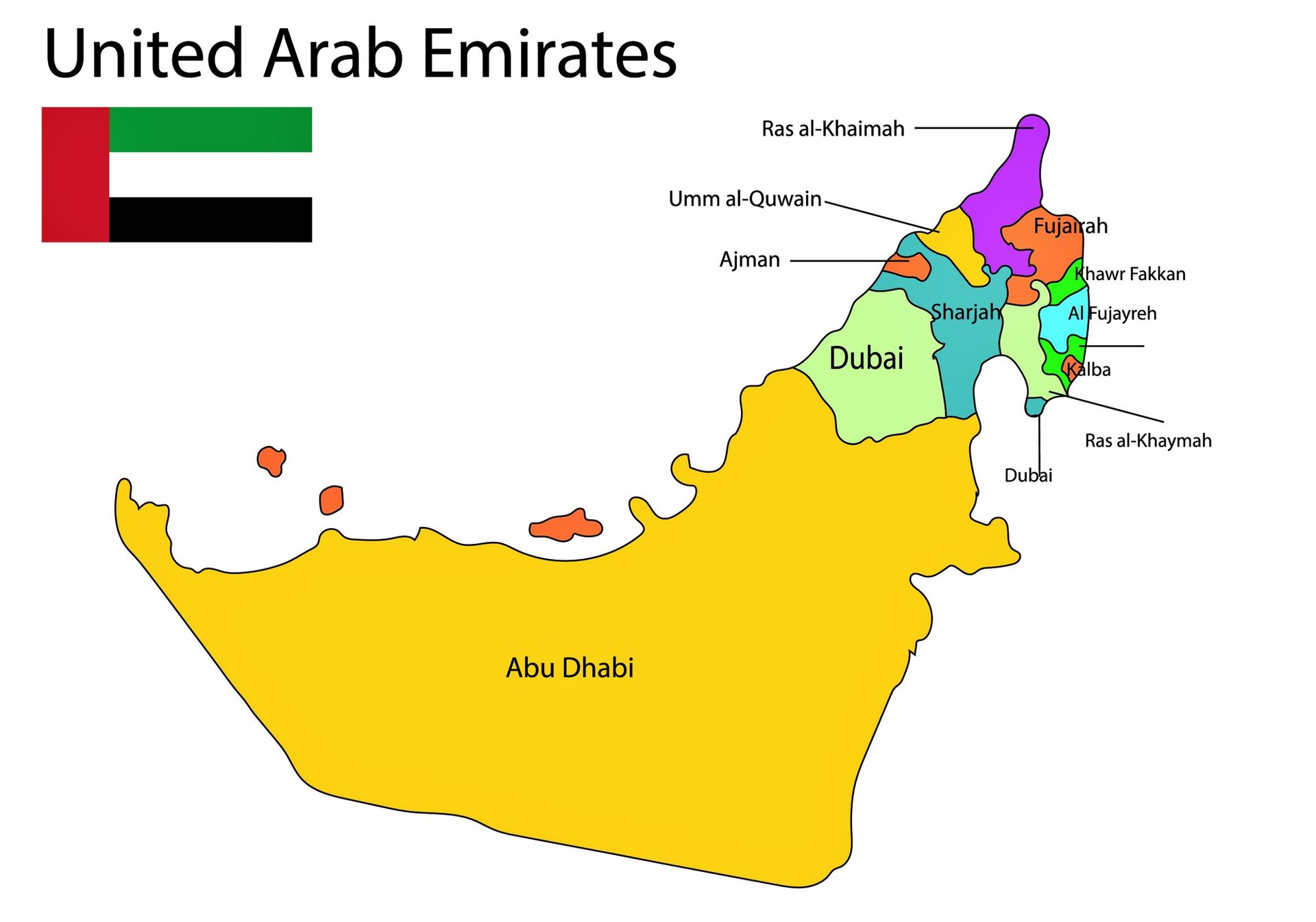 the map of the United Arab Emirates