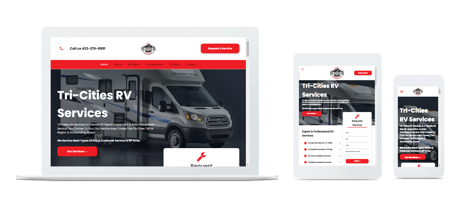 a rv is being towed by a truck on a website .