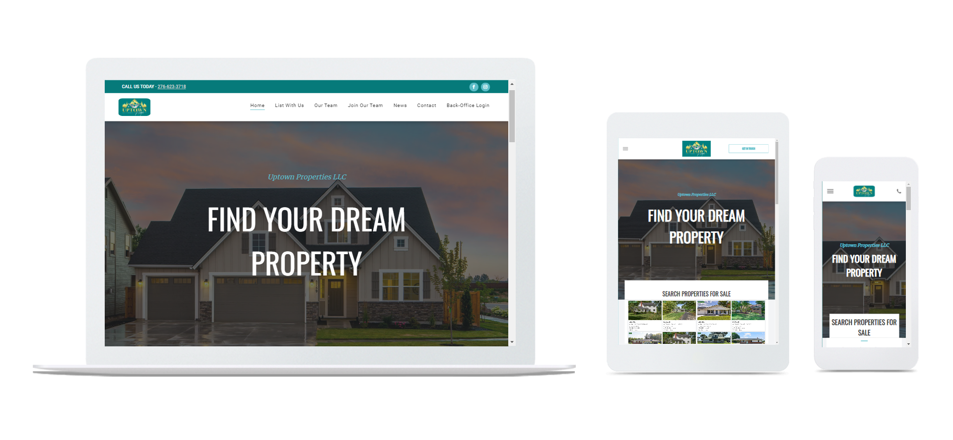 a screenshot of the homepage of a real estate website .