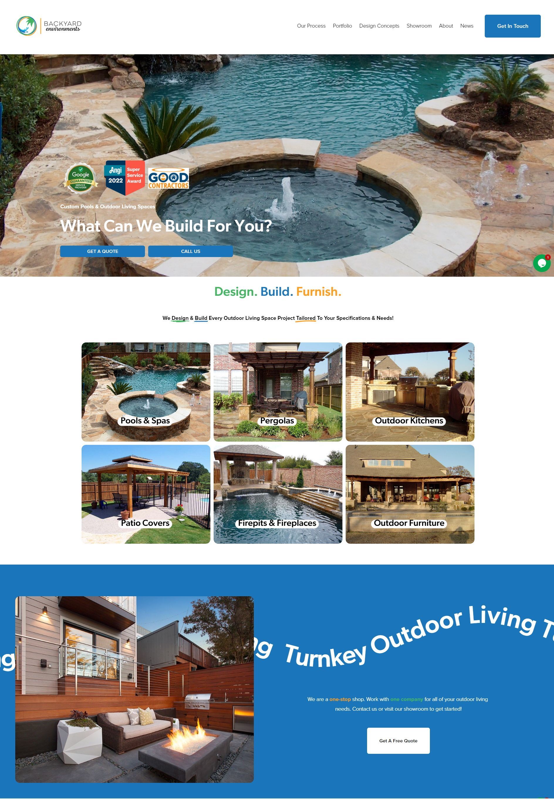 a screenshot of the website for turnkey outdoor living .