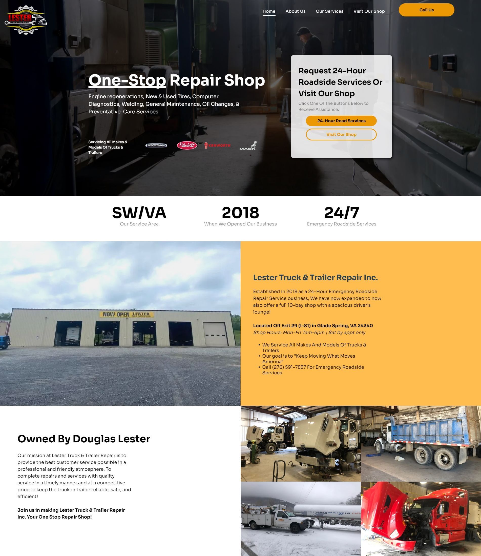 a screenshot of a website for a one stop repair shop