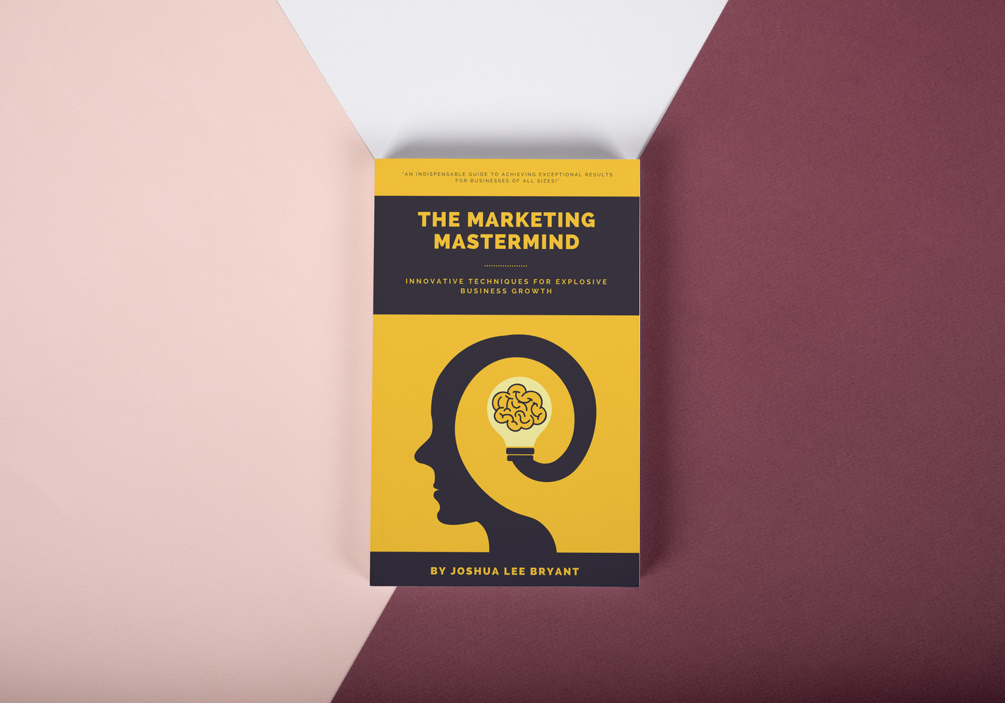a book titled the marketing mastermind is sitting on a table .