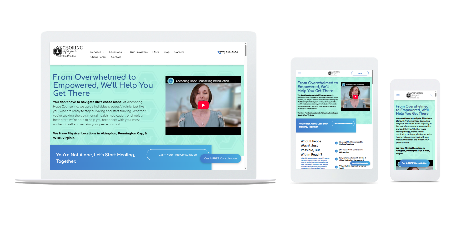 a screenshot of a website for anchoring hope counseling .