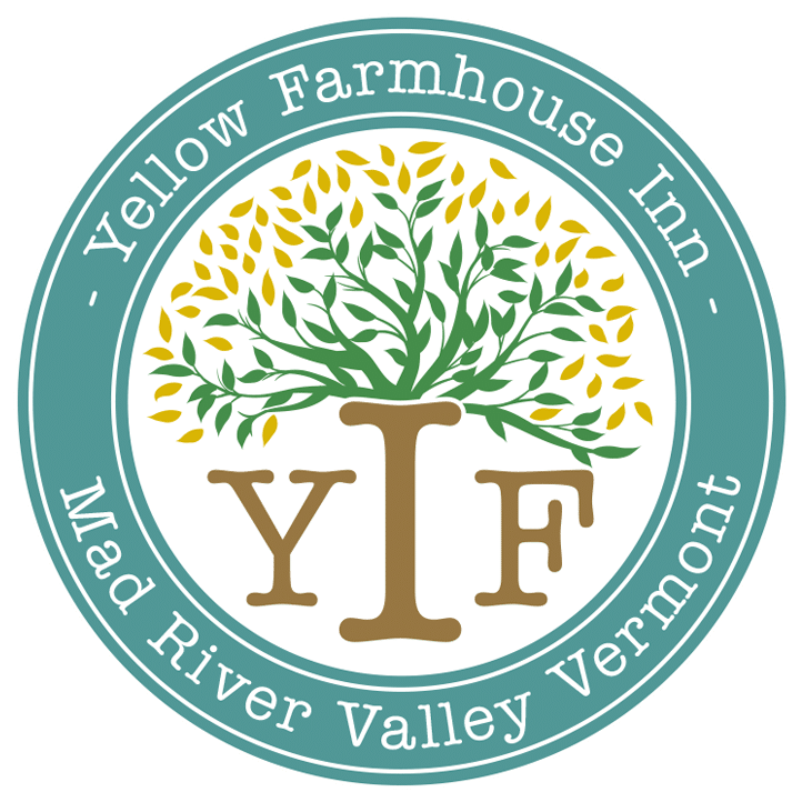 A logo for yellow farmhouse inn in mad river valley vermont