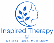 Inspired Therapy logo with blue line-art face and leaves, text: Melissa Pazen, MSW LCSW