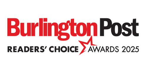 Burlington Post logo with "Readers' Choice Awards 2025" text, red and black colors, star graphic.