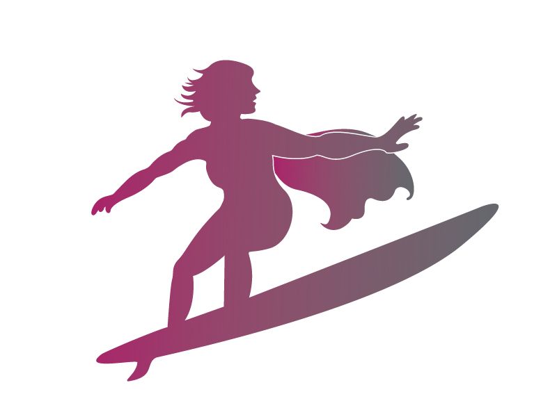 A woman in a cape is riding a surfboard.