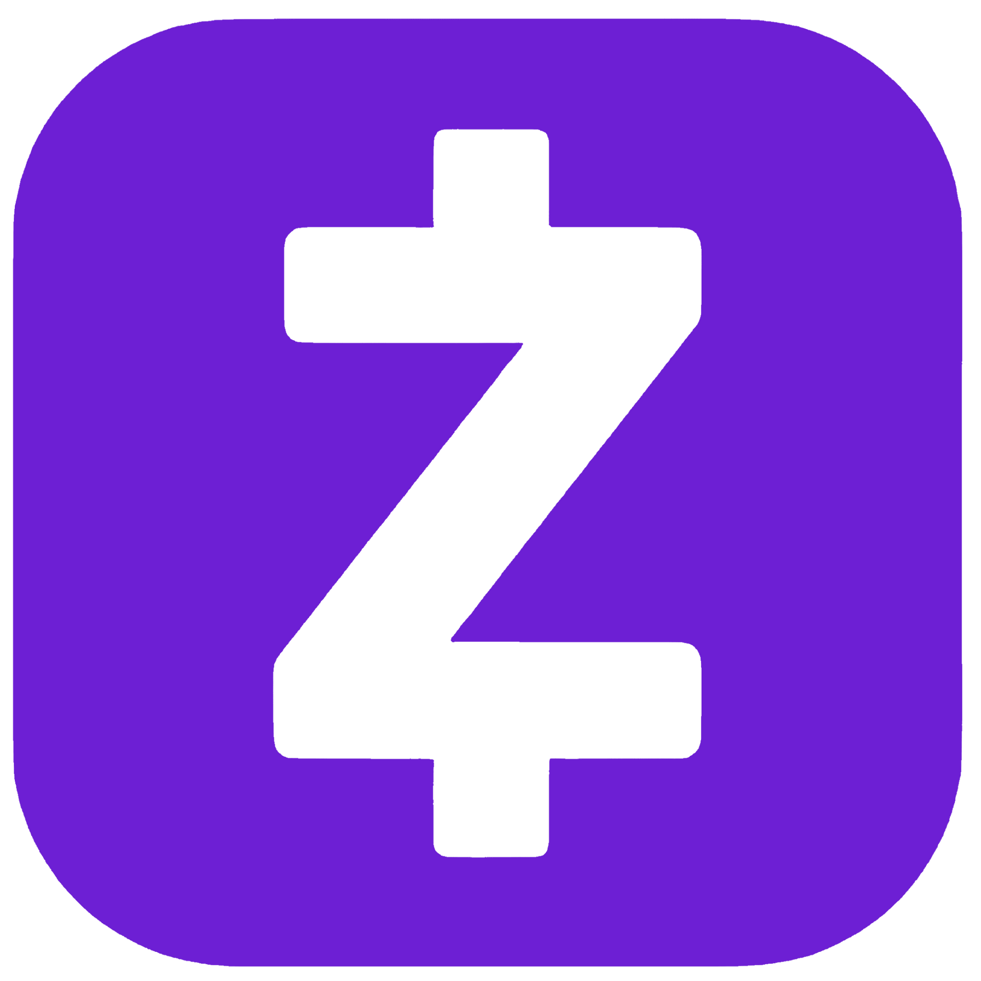 A purple square with a white letter z inside of it.