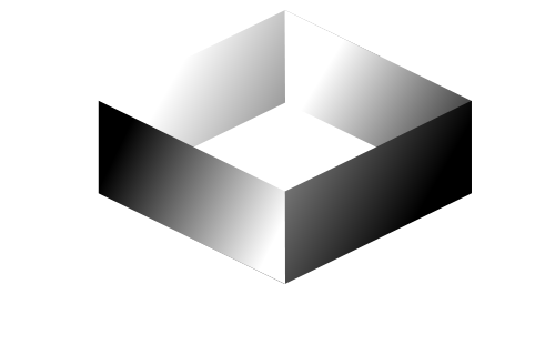 Isometric cube frame with a gradient of grayscale shading.