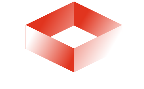 Red open box, with gradient shading, floating in the air.