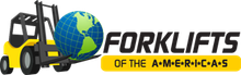 Logo: A yellow forklift lifting a blue and green globe, with the text 