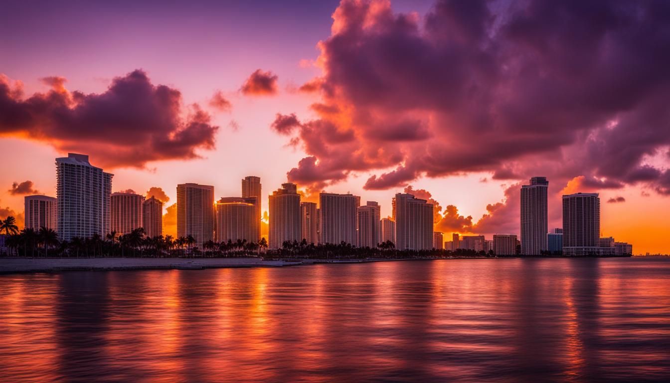 Explore Miami during the Miami Sunset, See the Beautiful Sunset from Biscayne Bay, Miami Beach and South Beach!