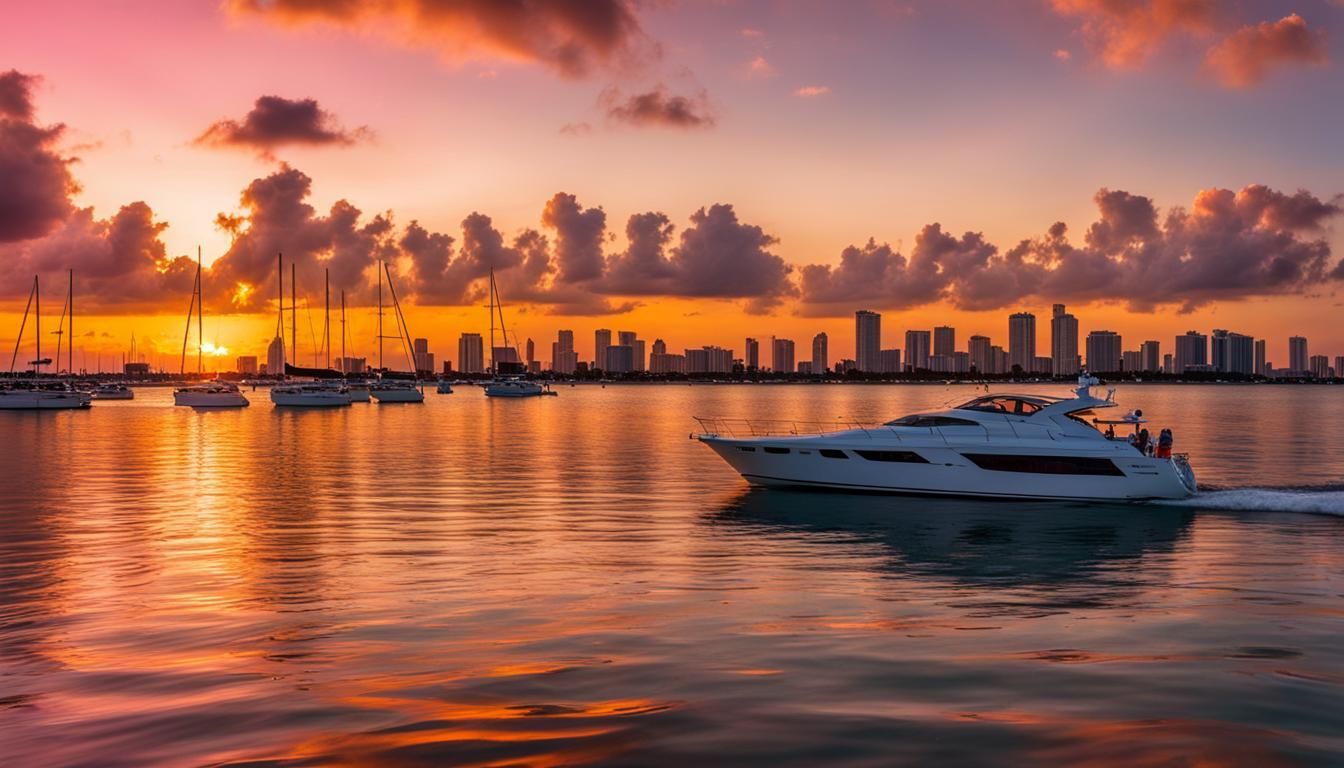 Downtown Miami lights up during the Sunset Tour, you will also have the opportunity to see the Miami River during your Miami Sunset Cruise.