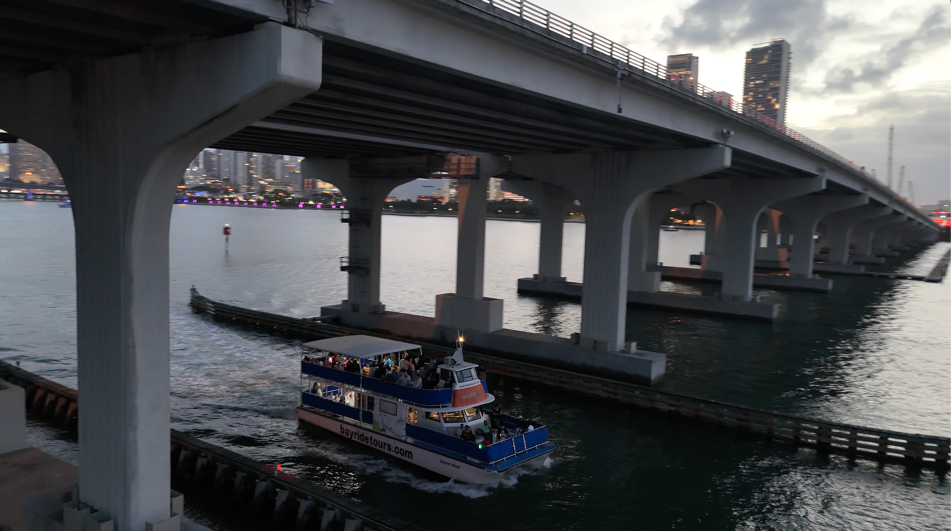 Our Miami Cruise always takes you under the Douglas MacArthur Causeway, its part of our tour. Our Local guide will mention great points and interesting facts about this bridge, like movies like Bad Boys 2 and True Lies were filmed on this bridge. South Beach!