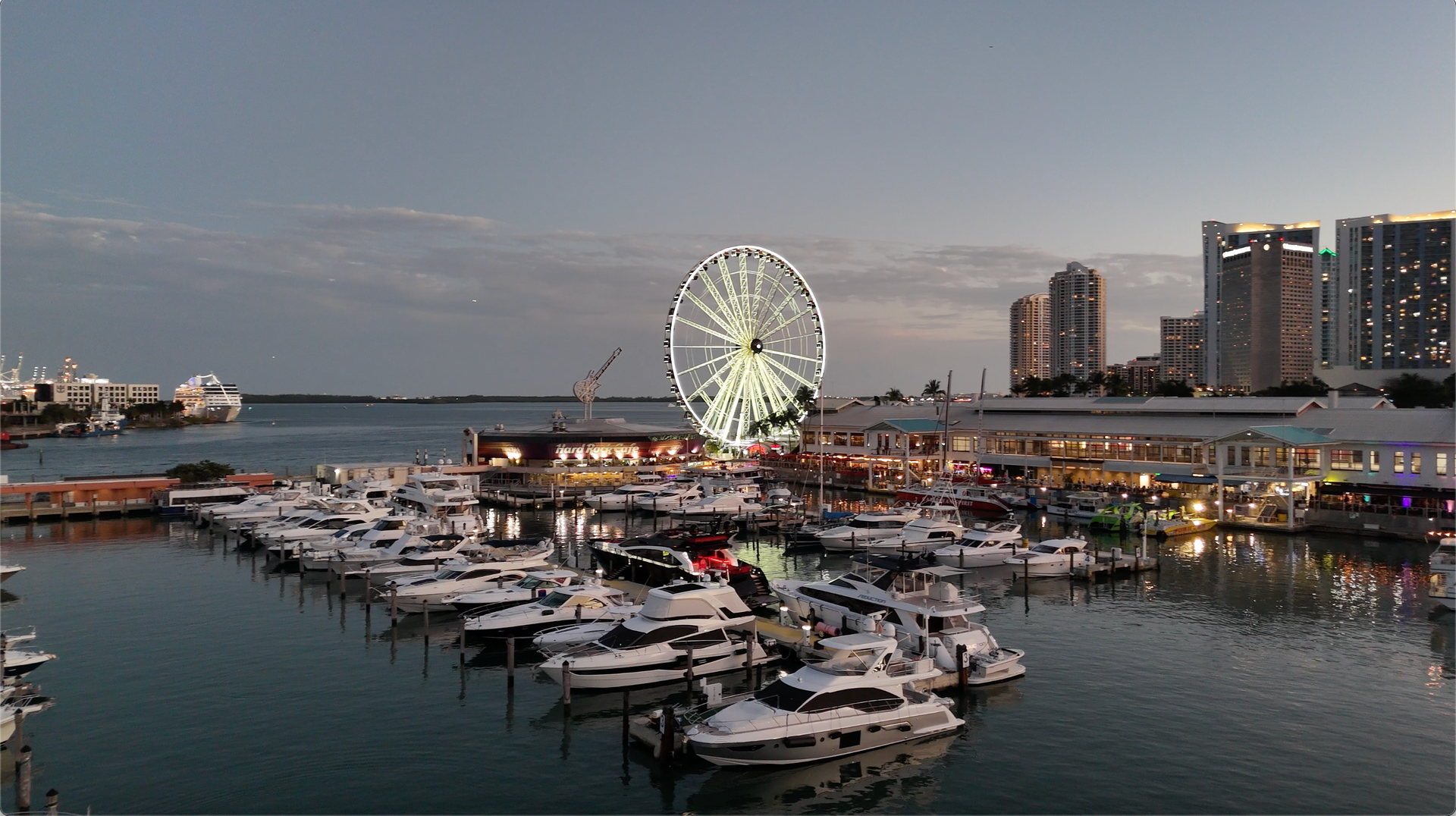 Biscayne Bay and Miami Beach, the Miami River. Yes in the tour, you see the Miami river, close to Bayside Marketplace. Here is a great photo of downtown Miami. intracoastal waterway