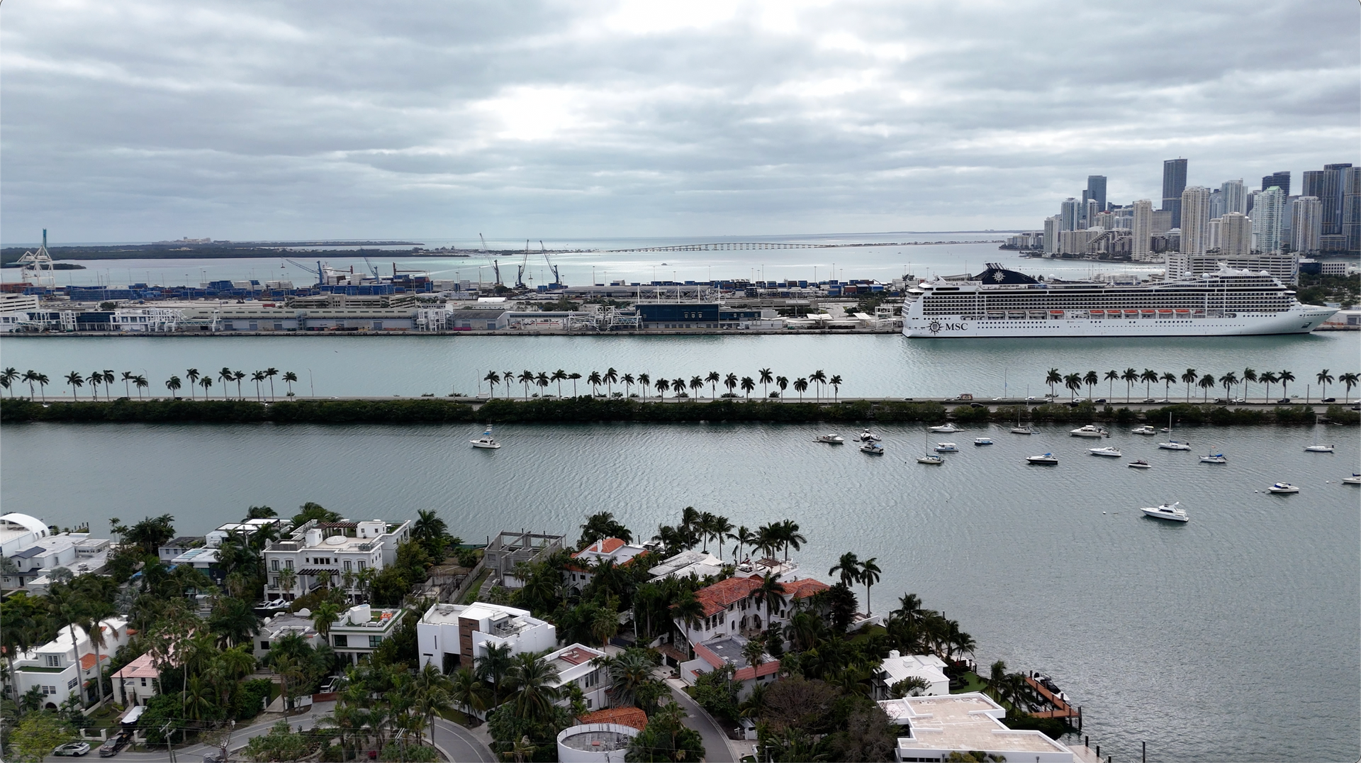 The Port of Miami during the 90 minute boat cruise