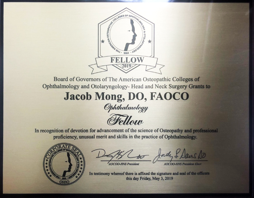 Vision Quest’s Dr. Jacob Mong Awarded Fellowship