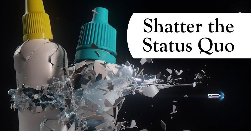 The iDose TR device breaks through traditional eye drop bottles, caption: shatter the status quo