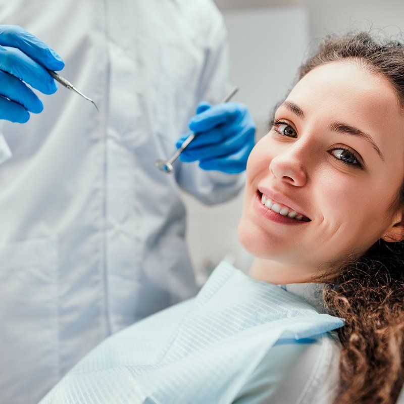 Smiling Young Woman Dental Checkup — Daleville, IN — Daleville Family Dentistry