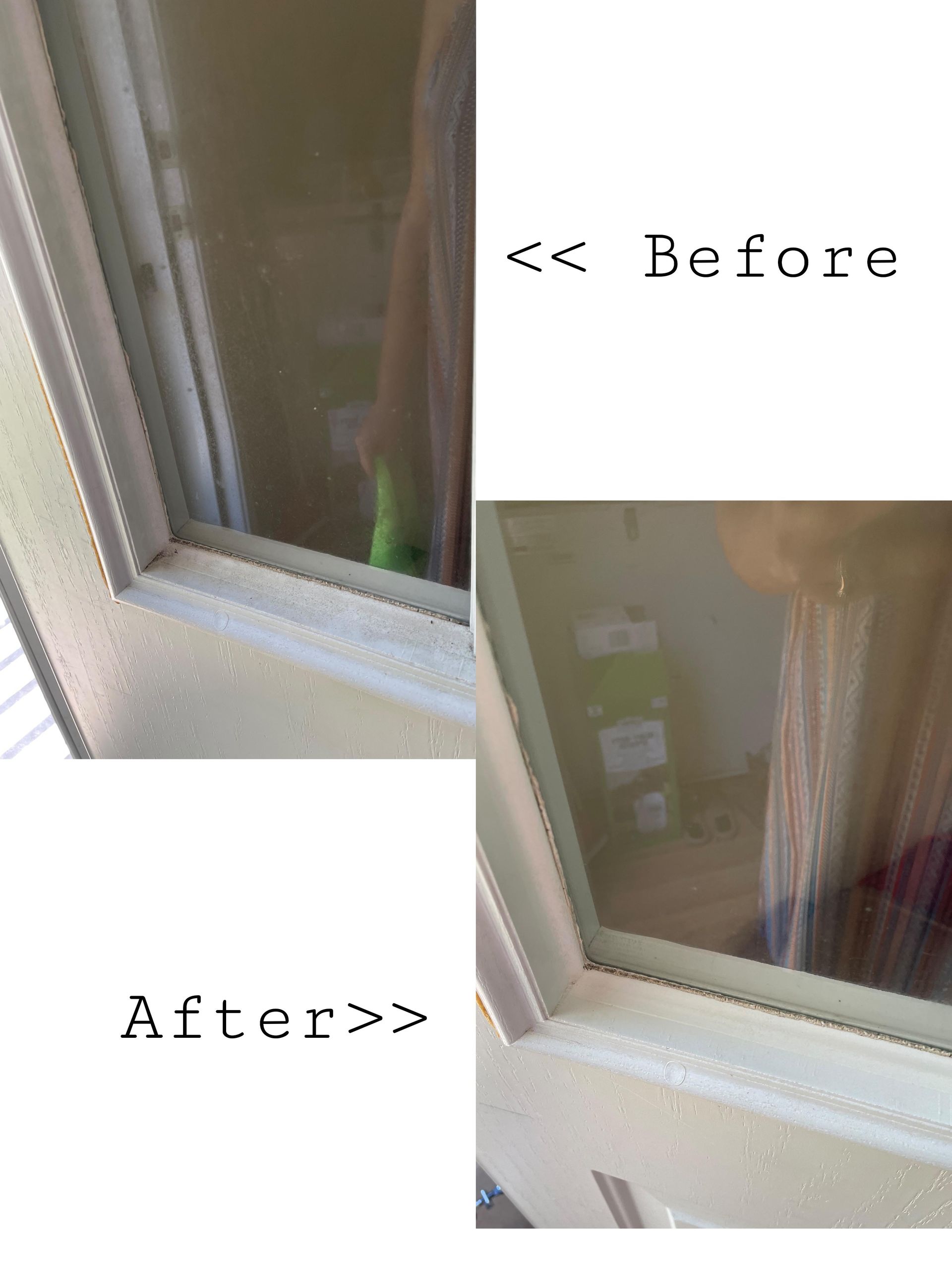 A before and after picture of a window.