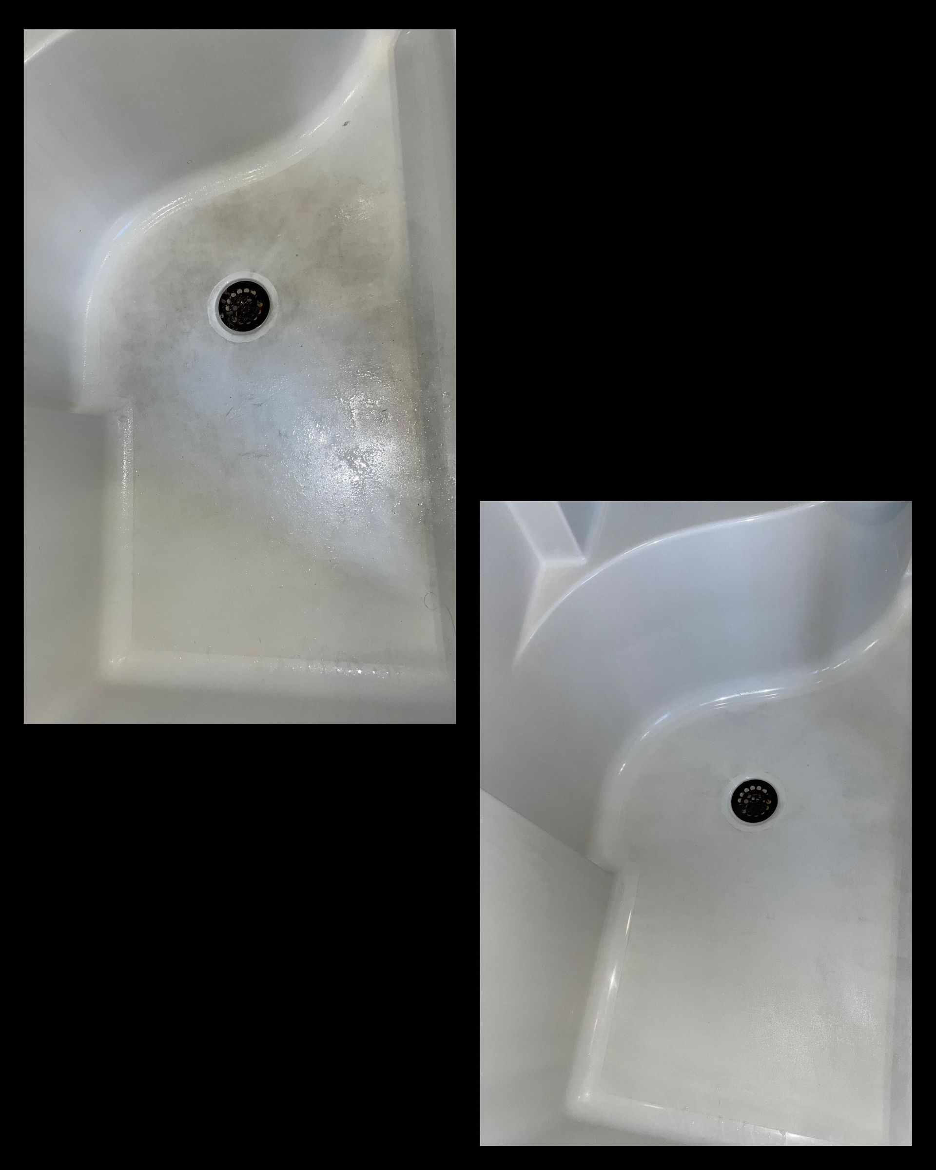 A before and after picture of a bathroom sink.
