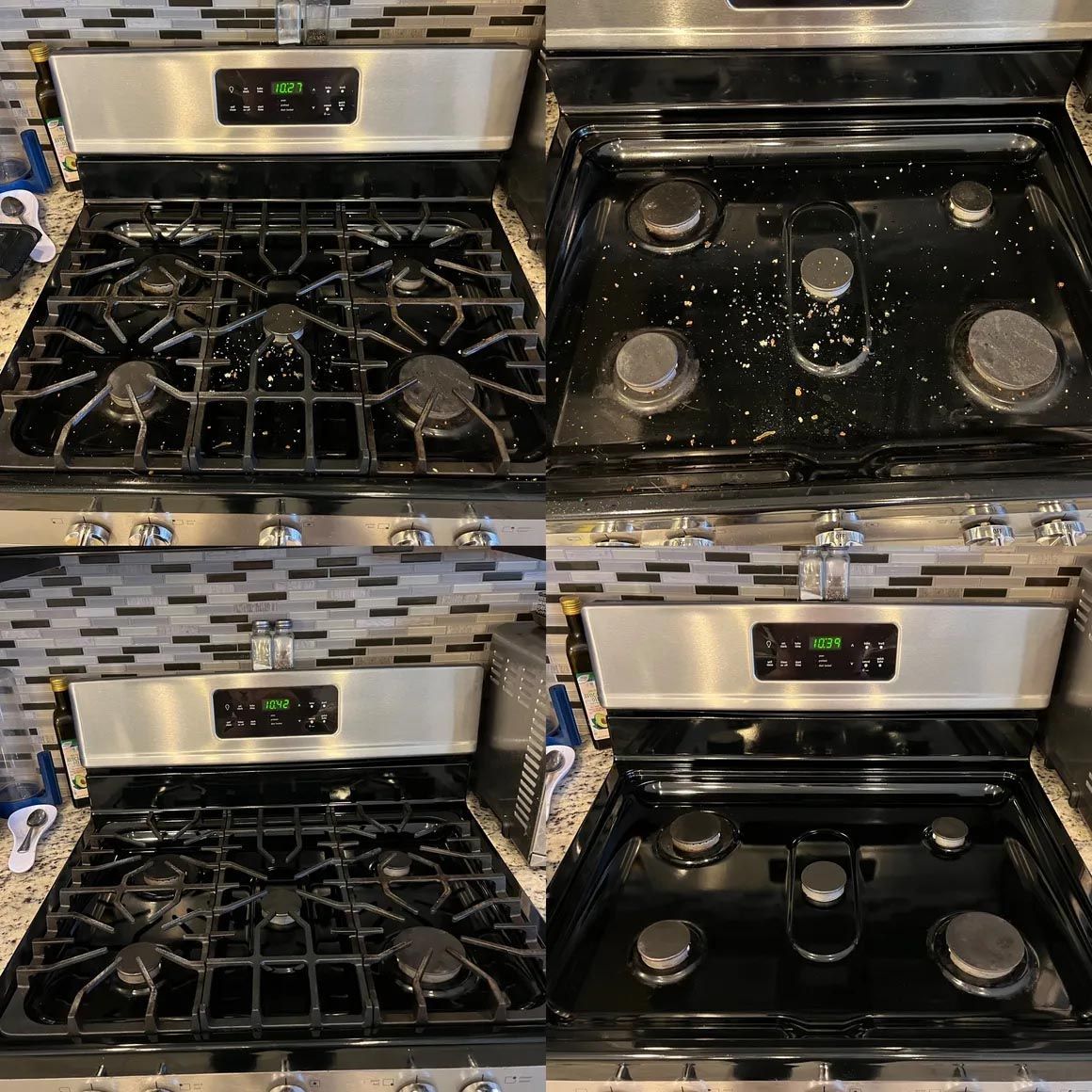 A before and after photo of a stove top oven.