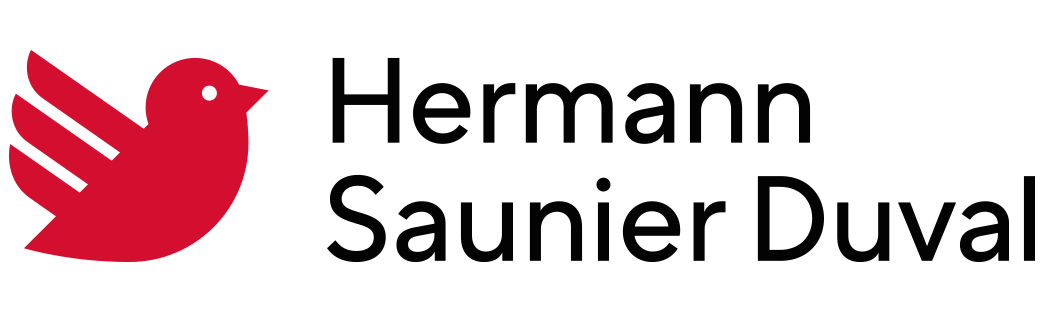 Logo dell'uccello rosso accanto alla scritta "Hermann Saunier Duval".