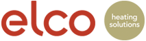 Logo Elco con la scritta "soluzioni di riscaldamento" in un cerchio dorato.
