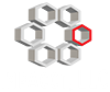White honeycomb structure with one red hexagon.