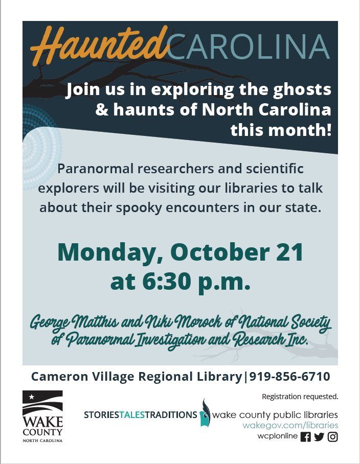 Wake County Cameraon Village Regional Library flier 2019