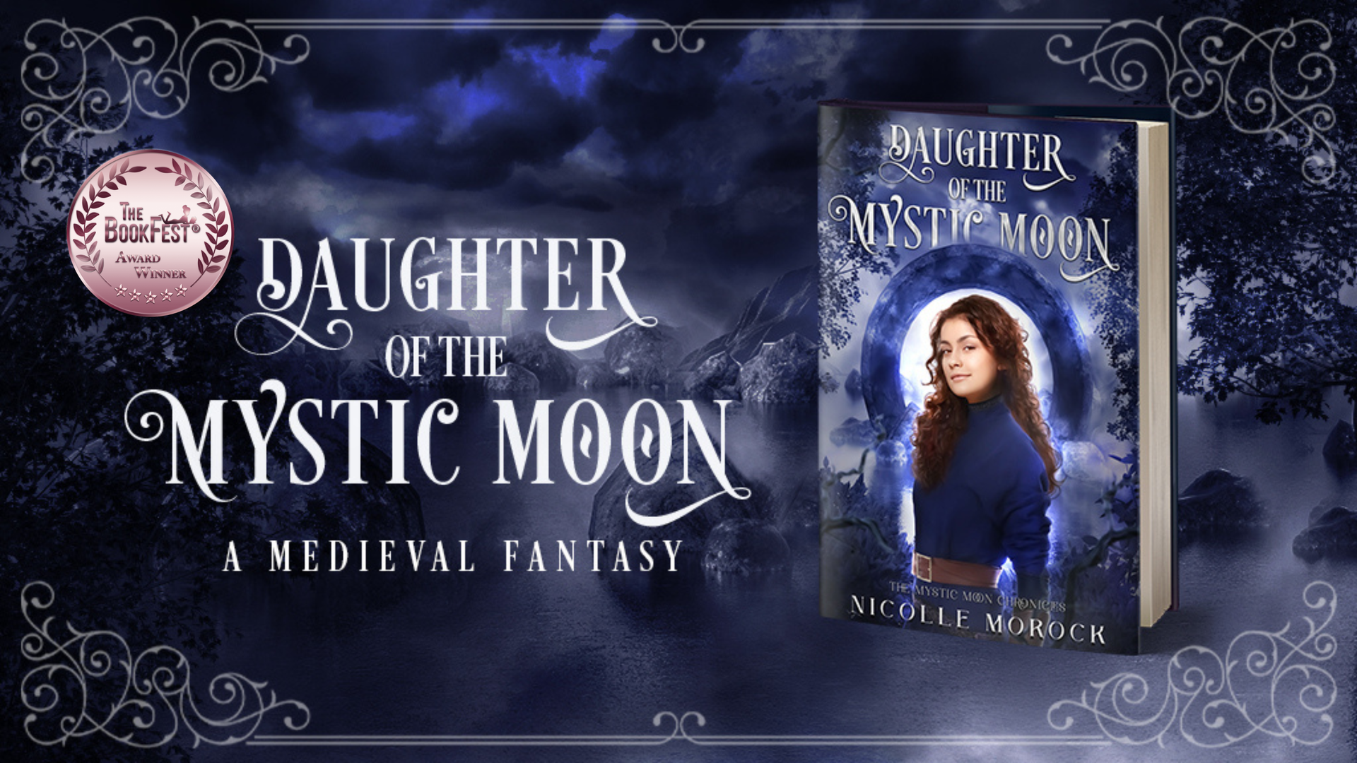 Daughter of the Mystic Moon Title and 3D book with Award Badge