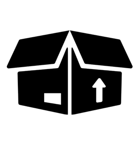 A black and white icon of a box with an arrow pointing up.