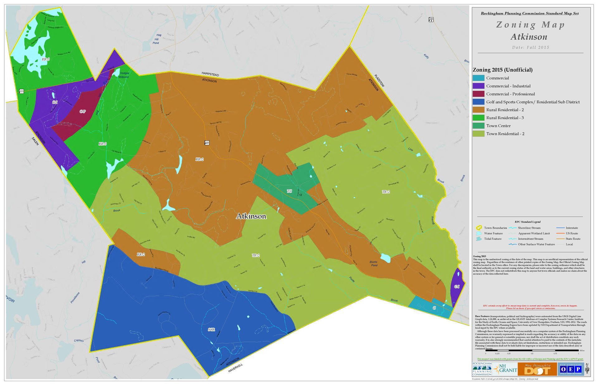 What are Atkinson's Town Zoning Districts and Permitted Uses?