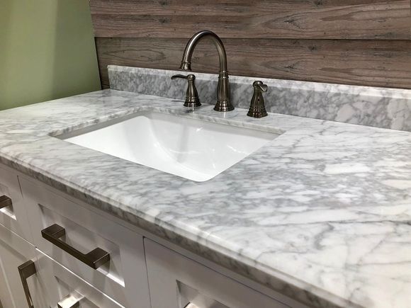 Grey marble bathroom counter tops