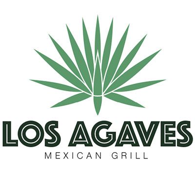 Logo for Los Agaves Mexican Grill featuring a stylized green agave plant above the brand name in dark green text.