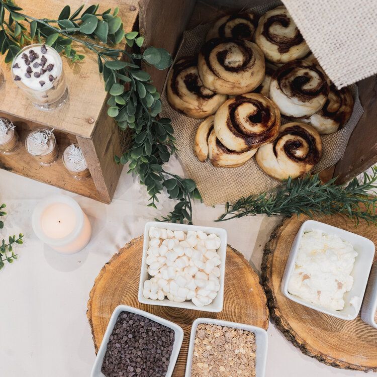 cinnaholic products on display at a wedding