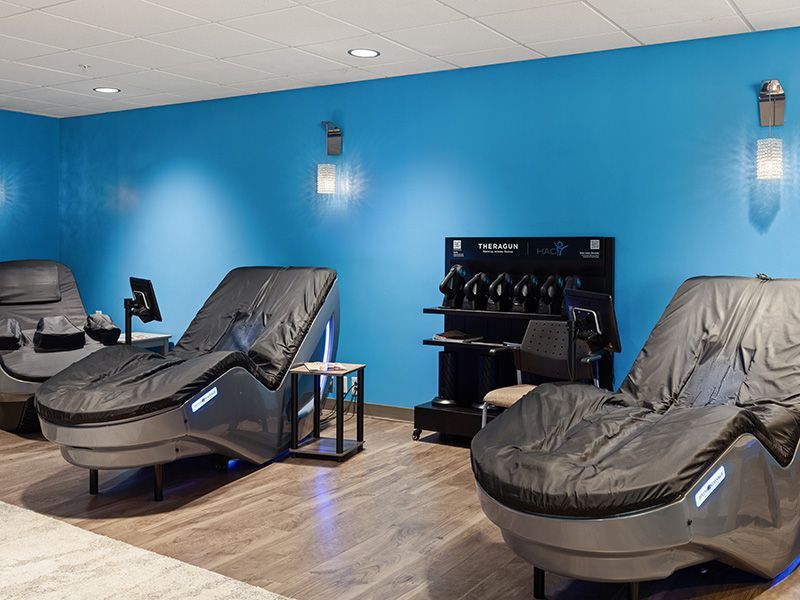 Member facing screen on the hydromassage chairs in the HAC recovery Realm