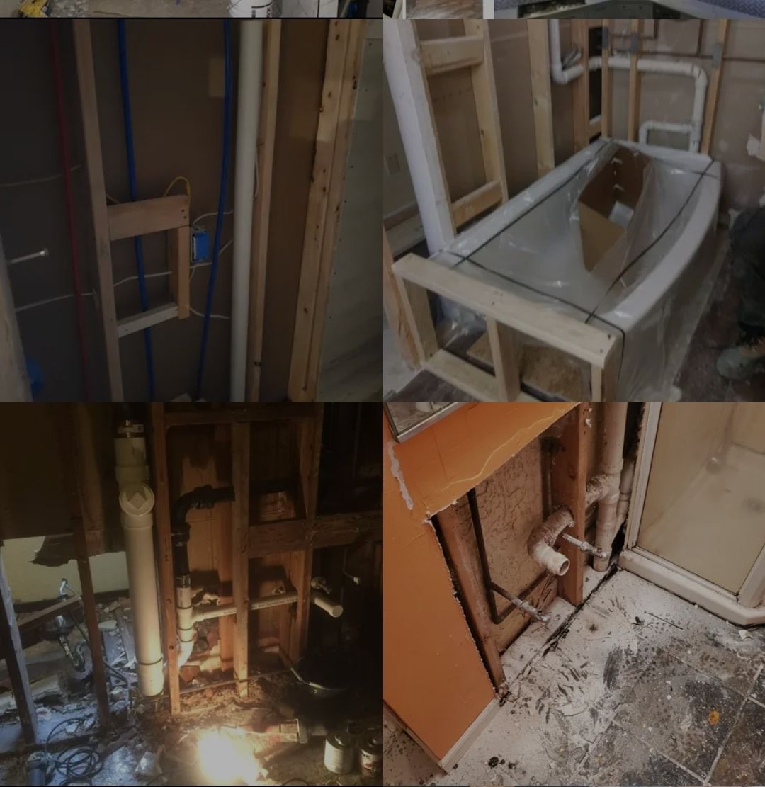 A hallway in a house with a wooden ceiling and a few doors.