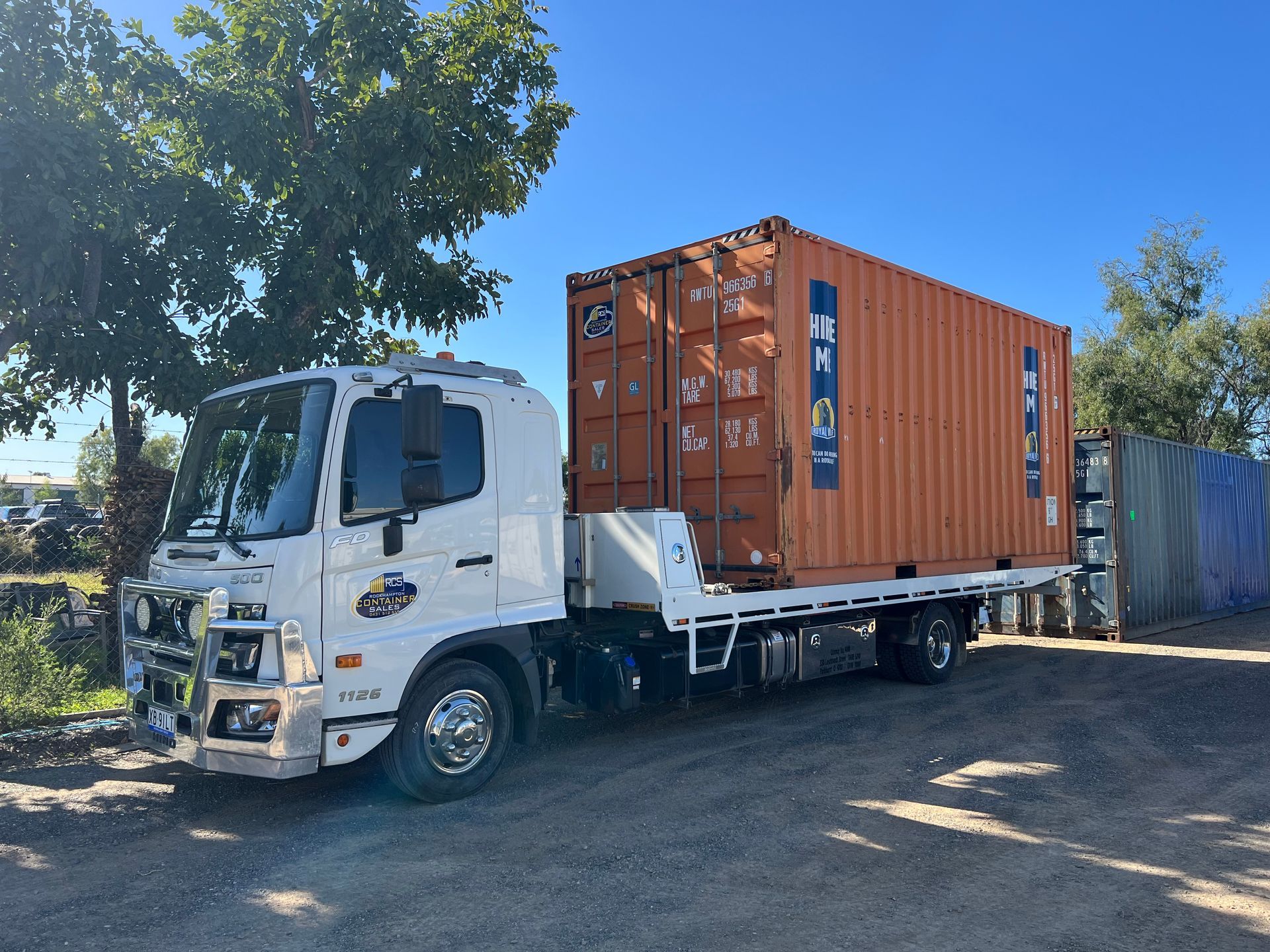Two Cargo Containers, Gray and Blue  — Rockhampton Container Sales in Kawana, QLD